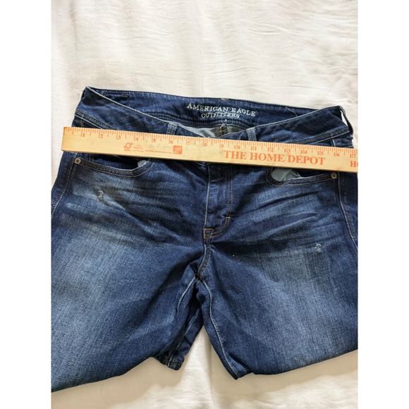 American Eagle Outfitters Denim - American Eagle Kick Boot Stretch 12 Long Dark Wash Blue Bootcut Distressed